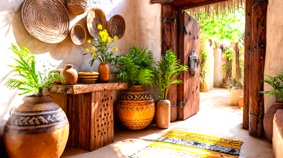 Afro cottage interior decor and design - Entrance hall way